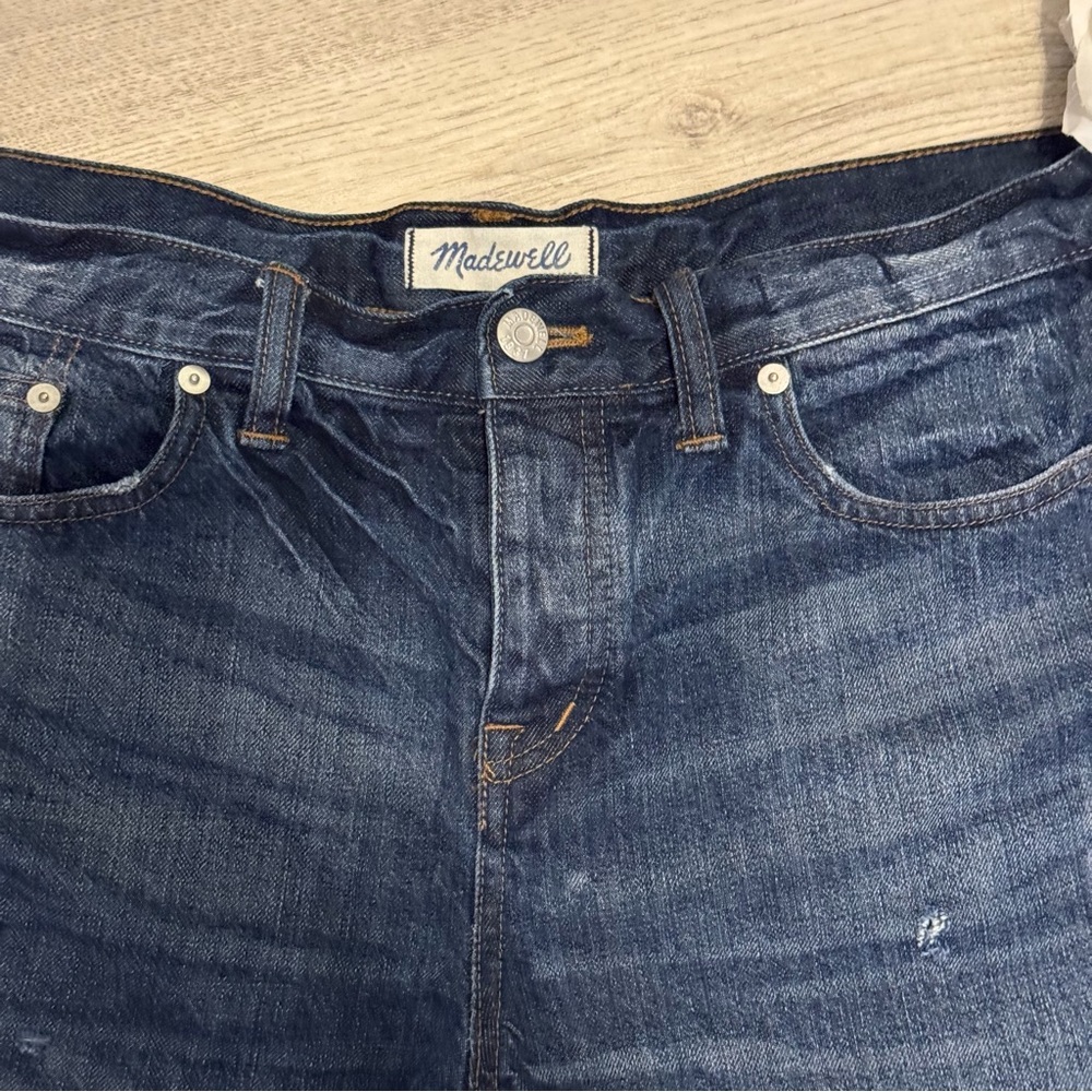 NEW MADEWELL Dark Wash Cut Off Women's Denim Shorts Size 29 - RETAILS $128 - Picture 2 of 8